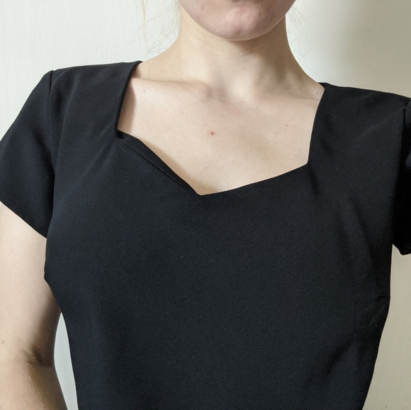 Black bias hem midi dress with ruffle - Picture 6 of 7